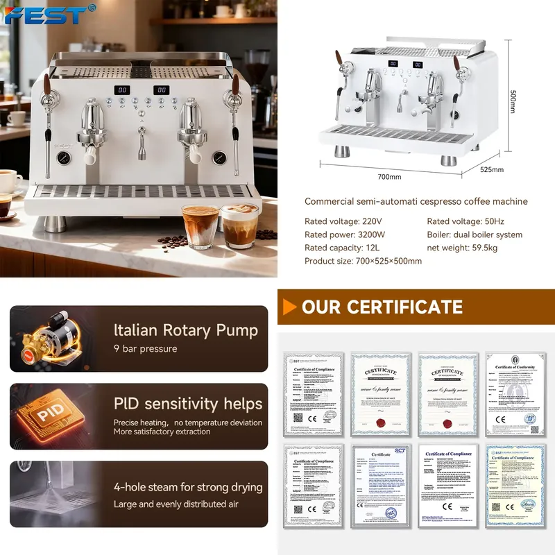 Commercial Espresso Machine 2 Group - 【CHIMU HOME】Полуавтоматическая коммерческая кофемашина для эспрессо